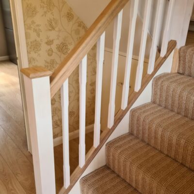 White spindles and oak staircase