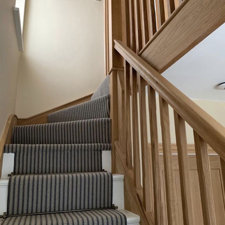 Bespoke oak staircase refurbishment with square oak spindles