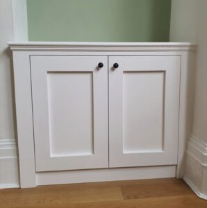 Spray-painted alcove cabinets in Cheadle Hulme