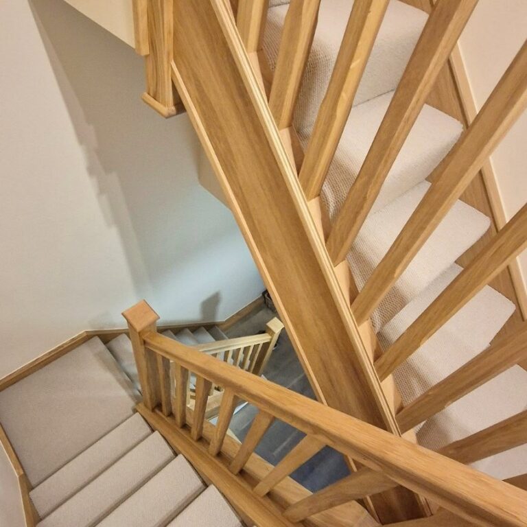Oak staircase renovation with stop chamfered oak spindles
